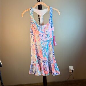 Lilly Pulitzer Girls' Tropical Tank One-Piece Bodysuit - Blue, Pink & Teal